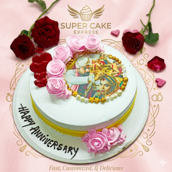 Designer Anniversary Photo Cake