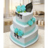 Blue Shade Heart Shape Three Tier Cake