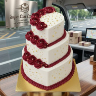 Three Tier Heart Shape Cake