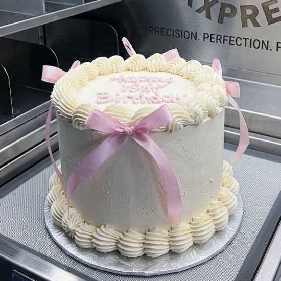 Pink Ribbon Vanilla Cake
