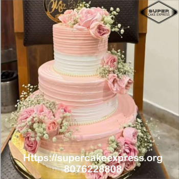 Orange Floral aura Engagement Cake