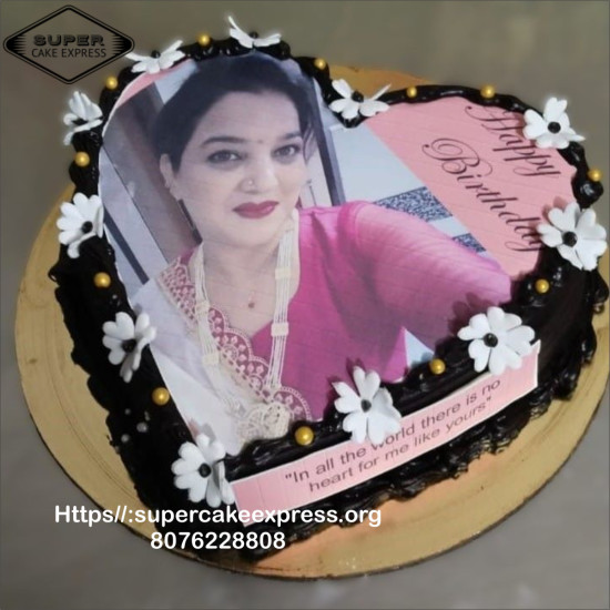 Heart Shape Photo Cake