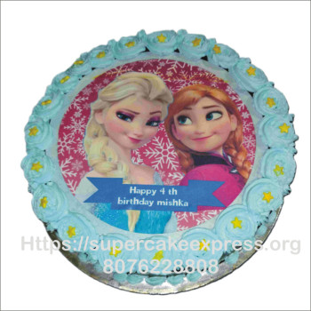 Anna and Elsa Photo Cake 